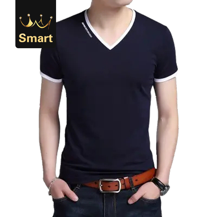 2021 High quality New Mens T Shirts Fashion Summer V-Neck Slim Fit Short Sleeve T Shirt Men