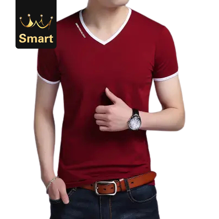 2021 High quality New Mens T Shirts Fashion Summer V-Neck Slim Fit Short Sleeve T Shirt Men