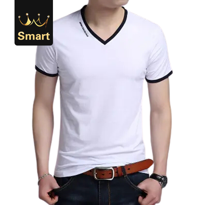 2021 High quality New Mens T Shirts Fashion Summer V-Neck Slim Fit Short Sleeve T Shirt Men