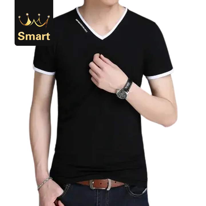 2021 High quality New Mens T Shirts Fashion Summer V-Neck Slim Fit Short Sleeve T Shirt Men