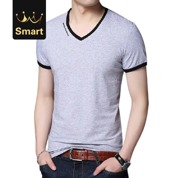 2021 High quality New Mens T Shirts Fashion Summer V-Neck Slim Fit Short Sleeve T Shirt Men