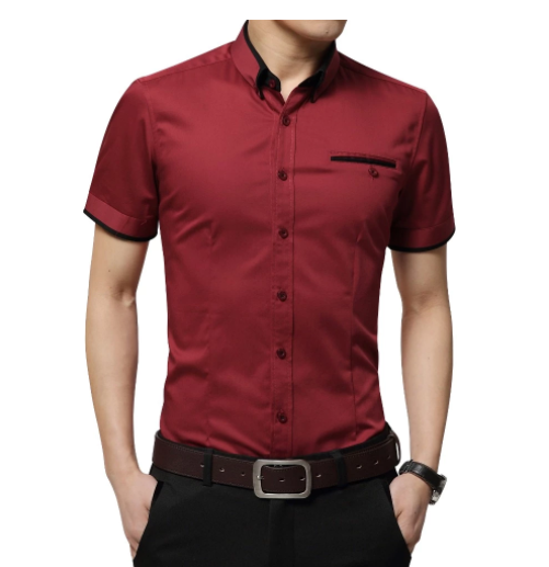 Men's Clothes Shirts ummer Business Shirt Short Sleeves Turn-down Shirts