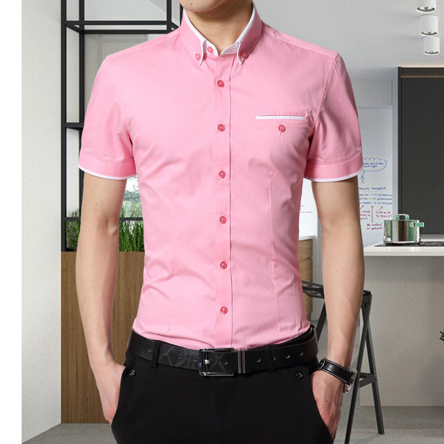 Men's Clothes Shirts ummer Business Shirt Short Sleeves Turn-down Shirts