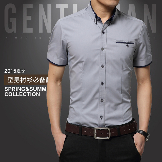 Men's Clothes Shirts ummer Business Shirt Short Sleeves Turn-down Shirts