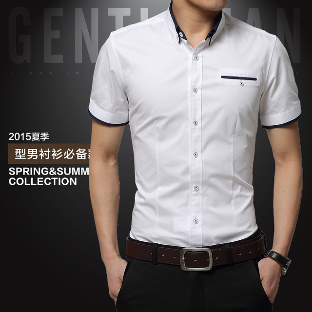 Men's Clothes Shirts ummer Business Shirt Short Sleeves Turn-down Shirts