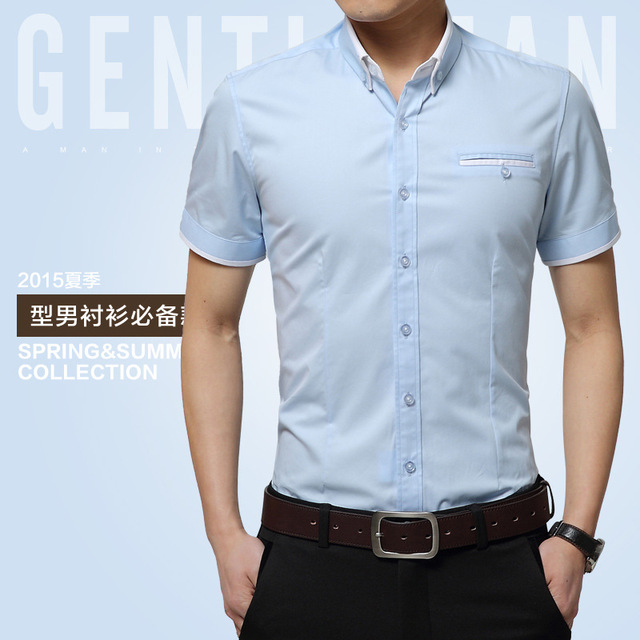 Men's Clothes Shirts ummer Business Shirt Short Sleeves Turn-down Shirts