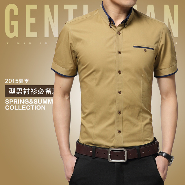 Men's Clothes Shirts ummer Business Shirt Short Sleeves Turn-down Shirts
