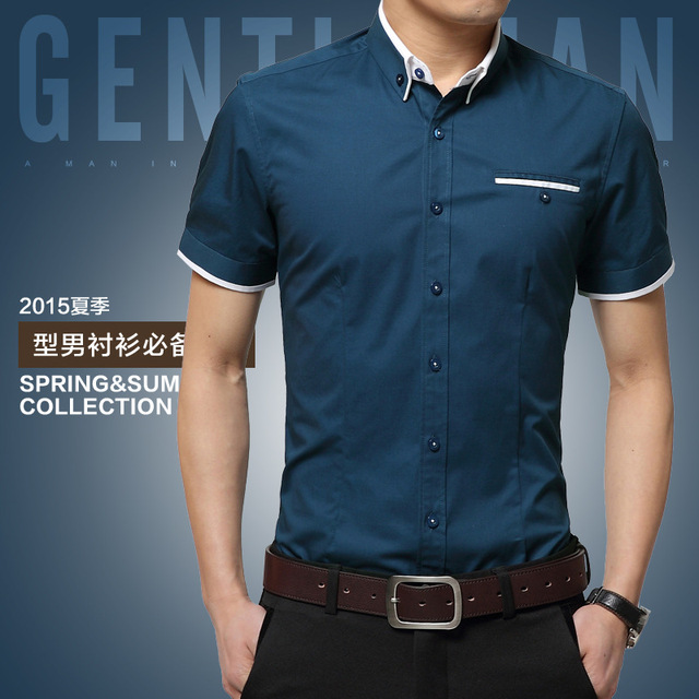 Men's Clothes Shirts ummer Business Shirt Short Sleeves Turn-down Shirts