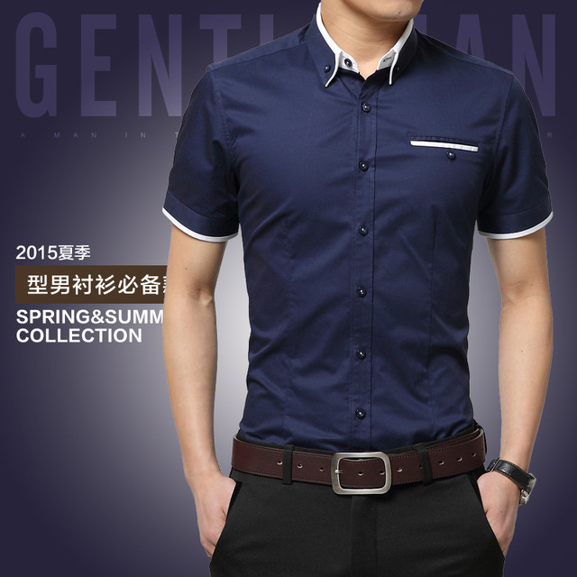 Men's Clothes Shirts ummer Business Shirt Short Sleeves Turn-down Shirts