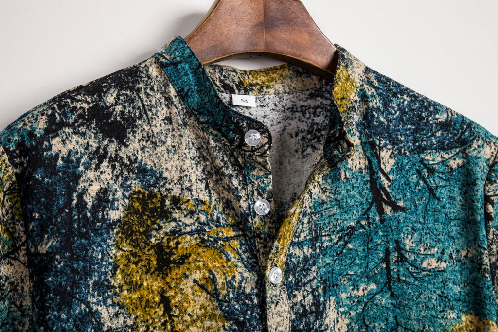 Fashion Hawaiian Shirt Mens Summer Ethnic Shirt Casual Cotton Shirt Tops