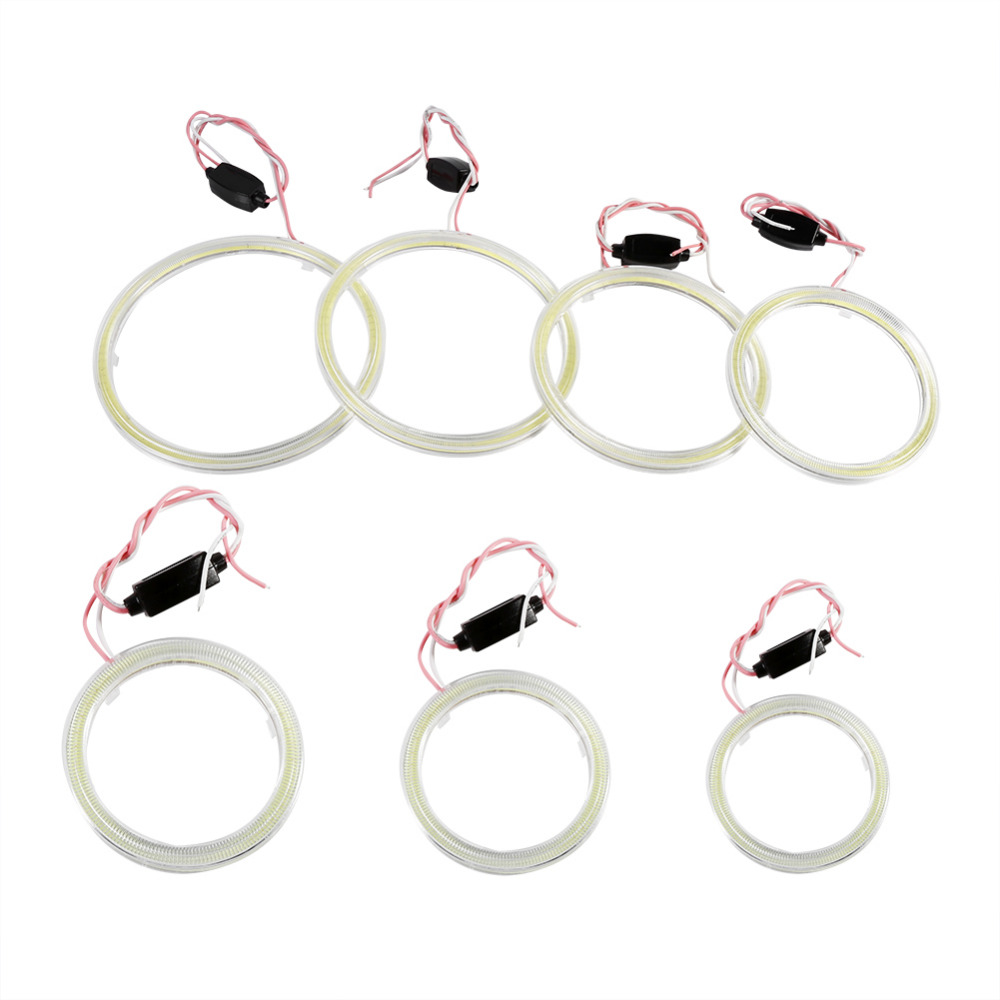 2 pieces Halo LED Rings Angel Eye Car Headlight COB 60/70/80/90/100/110/120 mm Chips Headlight DRL