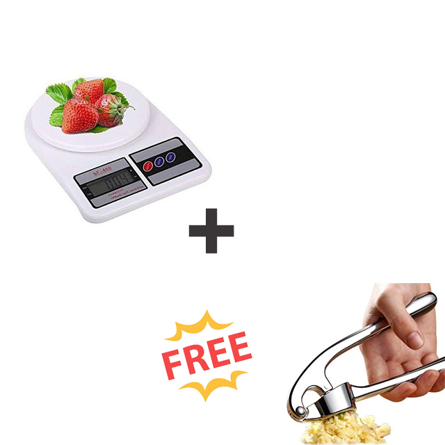 Electric kitchen weighing scale + free garlic crusher