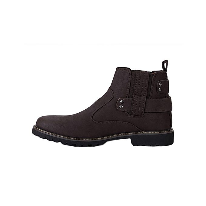 Men Casual Official Formal Business Ankle Boots Normal Fitting Rubber Sole PU Suede Leather Sizes 39-44 Slip On Boots Generic All Weather Boots Colour Brown Anti Slip Design B