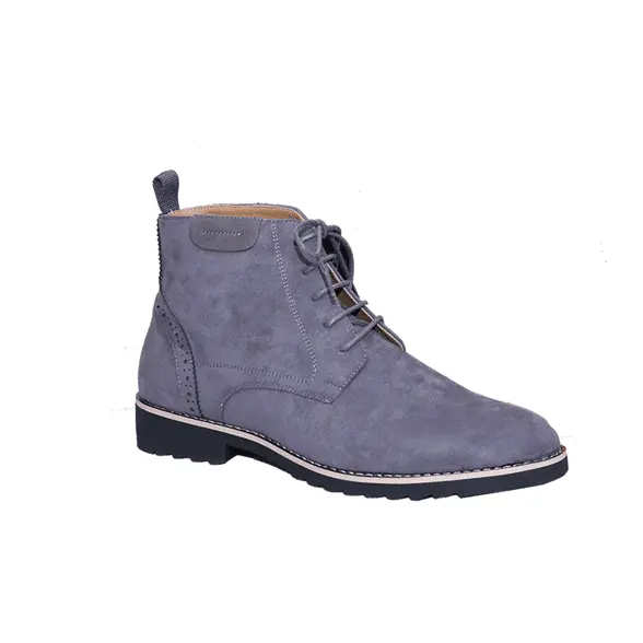 Men Casual Official Formal Business Ankle Boots Normal Fitting Rubber Sole PU Suede Leather Sizes 39-45 Lace Up Boots Generic All Weather Boots Colour Grey Anti Slip Design