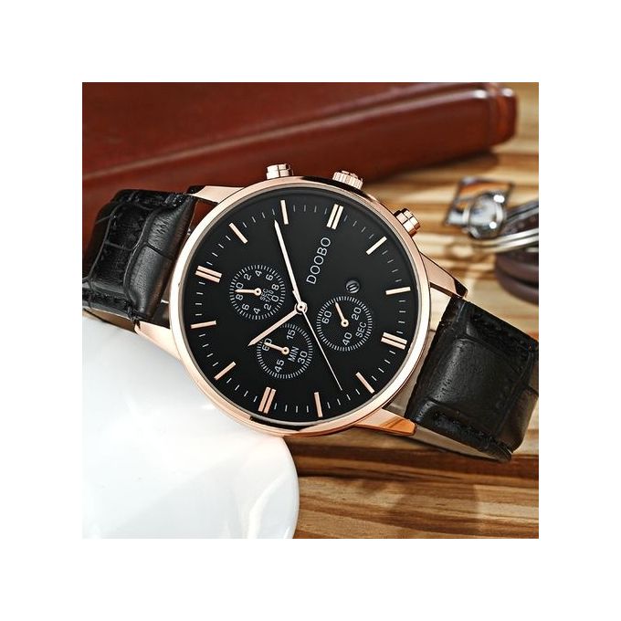 Doobo Luxury Brand Men's Watch Leather Fashion Quartz-Watch Casual Male Sports Wristwatch Date Clock