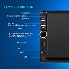 7-inch high-definition Bluetooth car MP5 player, mobile interconnection, Bluetooth hands-free reverse camera 7018B，1080P playback