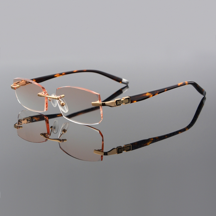 Fashion Rimless Cutting Edge Tinted Reading Glasses +1.00 to +3.00 Eyewear Men