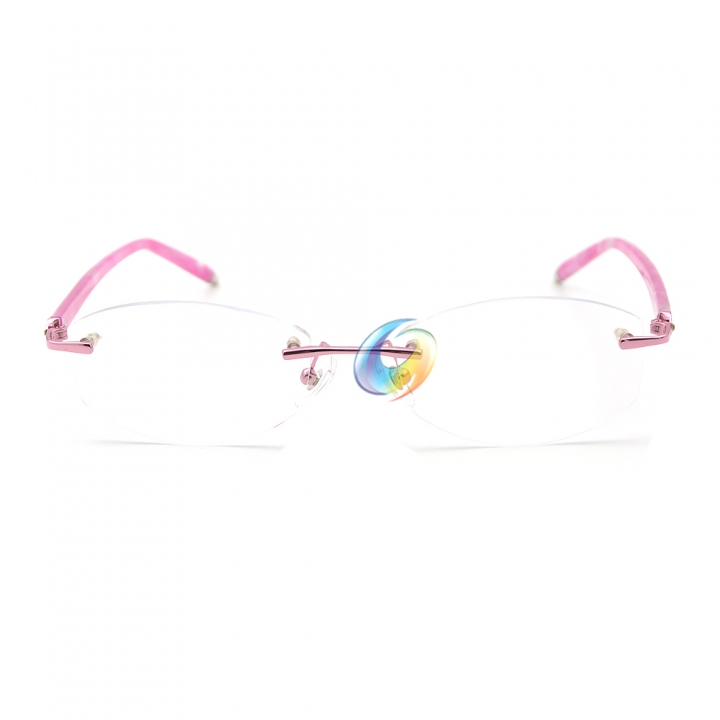Women's Rimless Pink Reading Glasses UV400 Coating Lens Readers Strength +0.00 ~+5.00