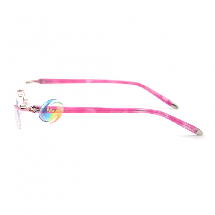 Women's Rimless Pink Reading Glasses UV400 Coating Lens Readers Strength +0.00 ~+5.00