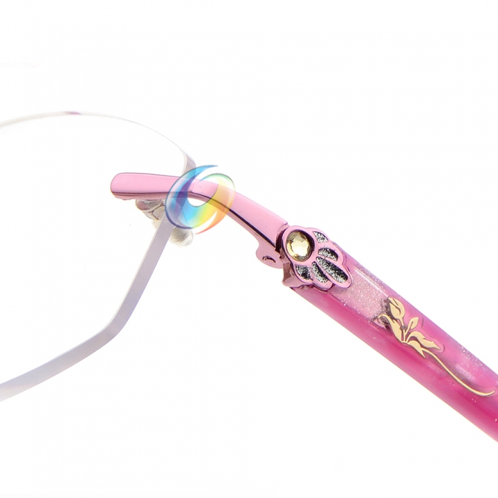 Women's Rimless Pink Reading Glasses UV400 Coating Lens Readers Strength +0.00 ~+5.00