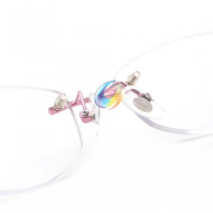 Women's Rimless Pink Reading Glasses UV400 Coating Lens Readers Strength +0.00 ~+5.00