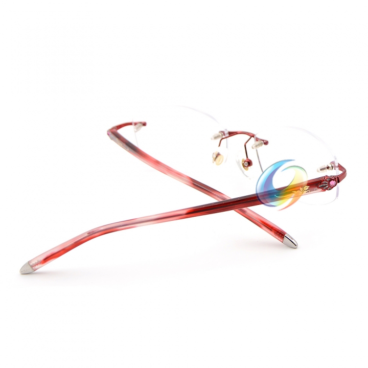 New Women's Rimless Red Reading Glasses UV400 Coating Lens Reader +0.50 ~+5.00 Strength