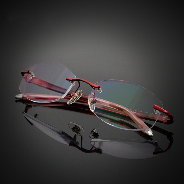 New Women's Rimless Red Reading Glasses UV400 Coating Lens Reader +0.50 ~+5.00 Strength