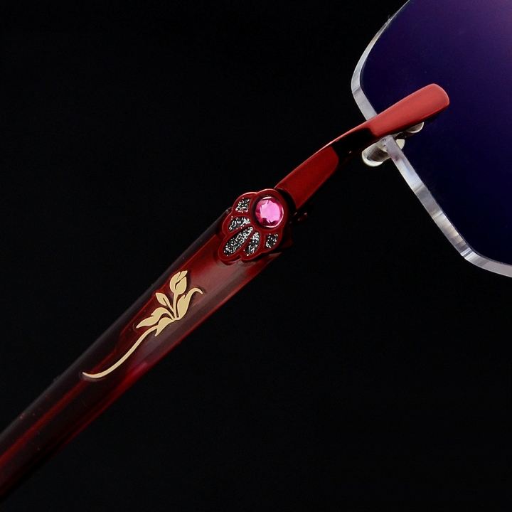 New Women's Rimless Red Reading Glasses UV400 Coating Lens Reader +0.50 ~+5.00 Strength