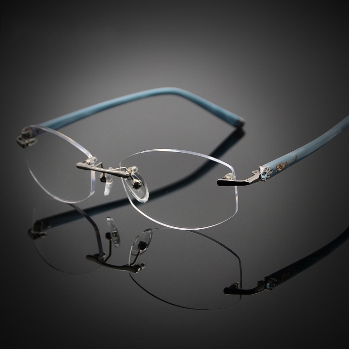 Women's Rimless Reading Glasses UV400 Coating Lens Reader Blue +0.00 ~ +5.00
