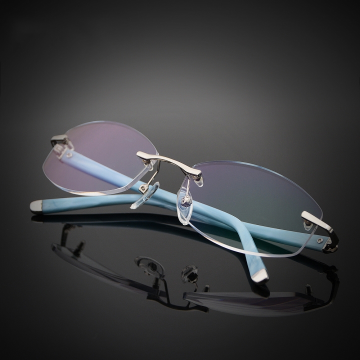 Women's Rimless Reading Glasses UV400 Coating Lens Reader Blue +0.00 ~ +5.00