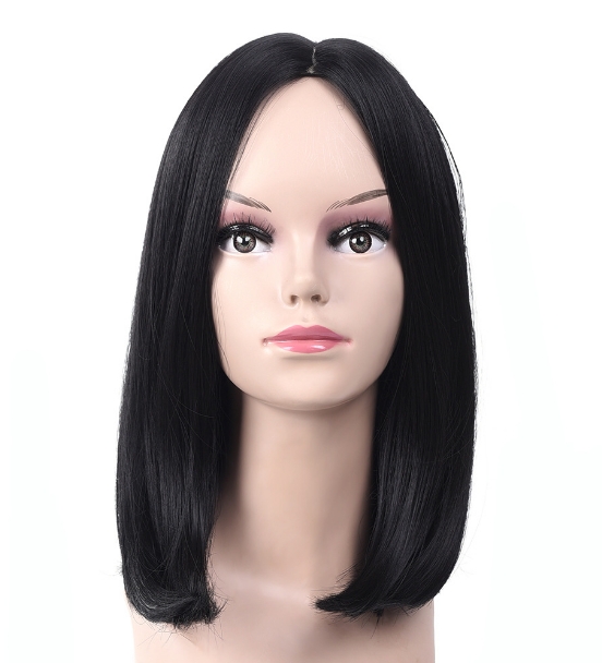 Female Short Straight Black Hair Synthetic Wig Distribution Type Personality Face Repair Wave Head