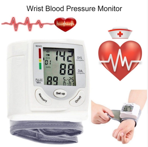 LCD Display Sphygmomanometers pulsometer Wrist Blood Pressure Monitor Heart Beat Rate