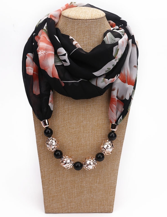 New Pendant Scarf Necklace Necklaces For Women Chiffon Scarves Pendant Jewelry Female Accessories