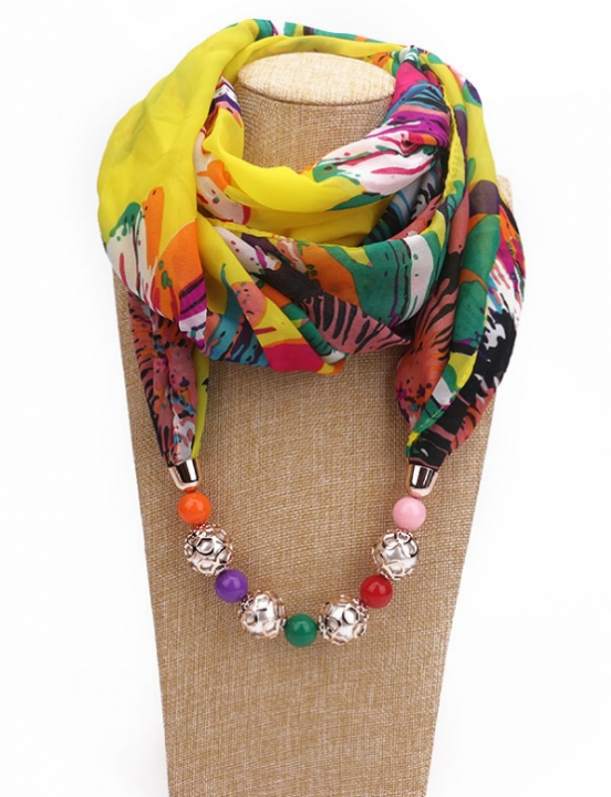 New Pendant Scarf Necklace Necklaces For Women Chiffon Scarves Pendant Jewelry Female Accessories