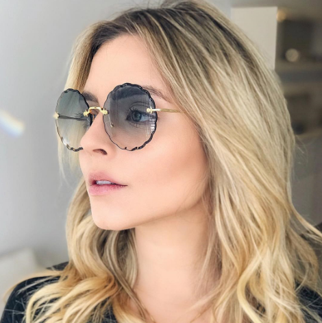 Vintage Round Sunglasses Women Men Fashion Rimless Glasses Retro Pink Sun Glasses
