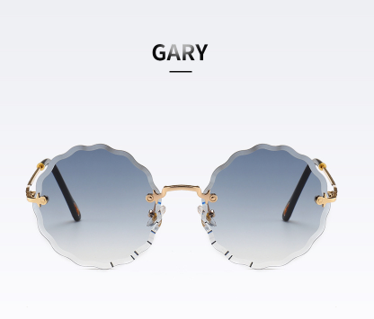 Vintage Round Sunglasses Women Men Fashion Rimless Glasses Retro Pink Sun Glasses