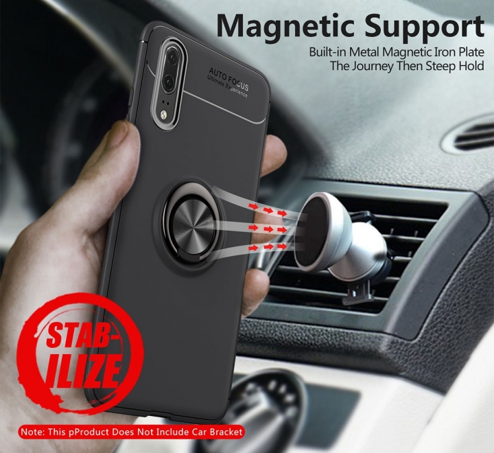 [Ring Bracket]TPU Shock Absorber Shell Creative Magnetic Car Bracket Cover for Huawei P20 Pro