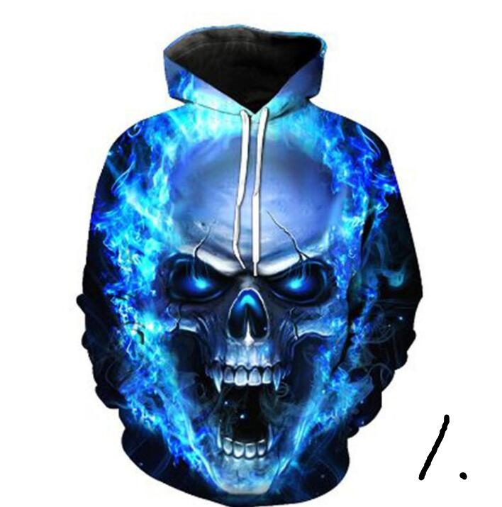 Hot hoody 3d Skull Hoodies Fashion Winter Spring Sportswear Hip Hop Tracksuit Hooded Sweatshirt 2019