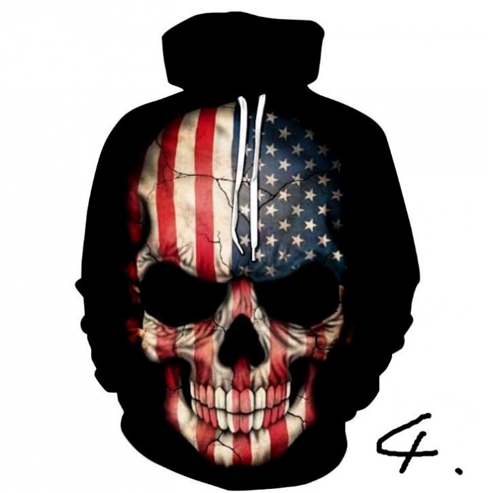 Hot hoody 3d Skull Hoodies Fashion Winter Spring Sportswear Hip Hop Tracksuit Hooded Sweatshirt 2019