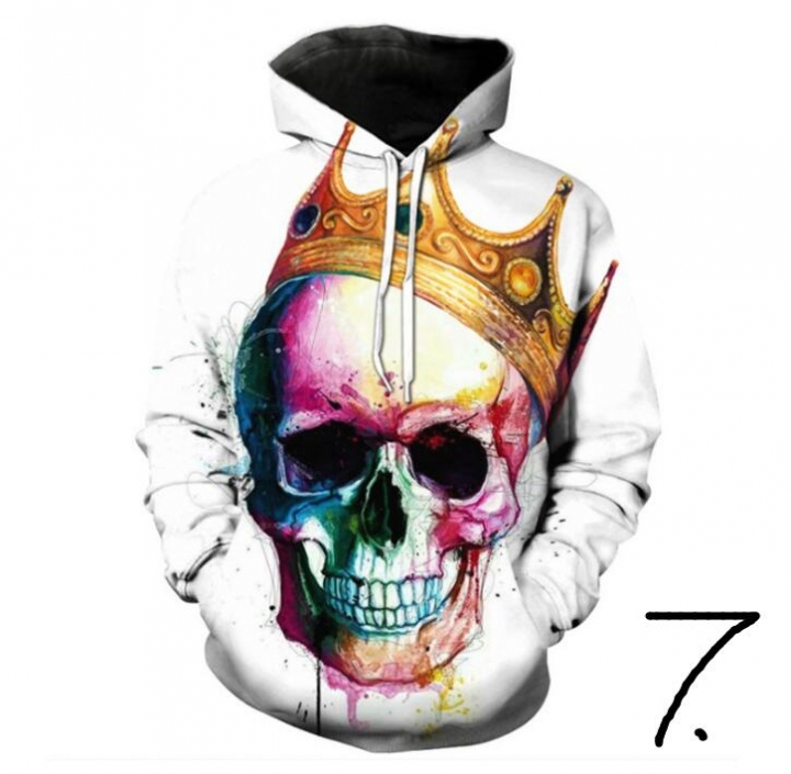 Hot hoody 3d Skull Hoodies Fashion Winter Spring Sportswear Hip Hop Tracksuit Hooded Sweatshirt 2019