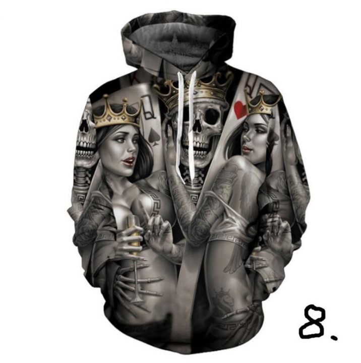 Hot hoody 3d Skull Hoodies Fashion Winter Spring Sportswear Hip Hop Tracksuit Hooded Sweatshirt 2019