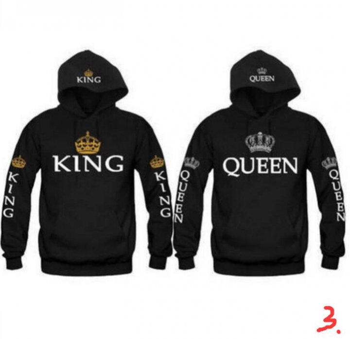 2019 KING Queen Crown Print Unisex Autumn Hoodies Slim Sweatshirt for Couple Lovers Hooded Pullovers