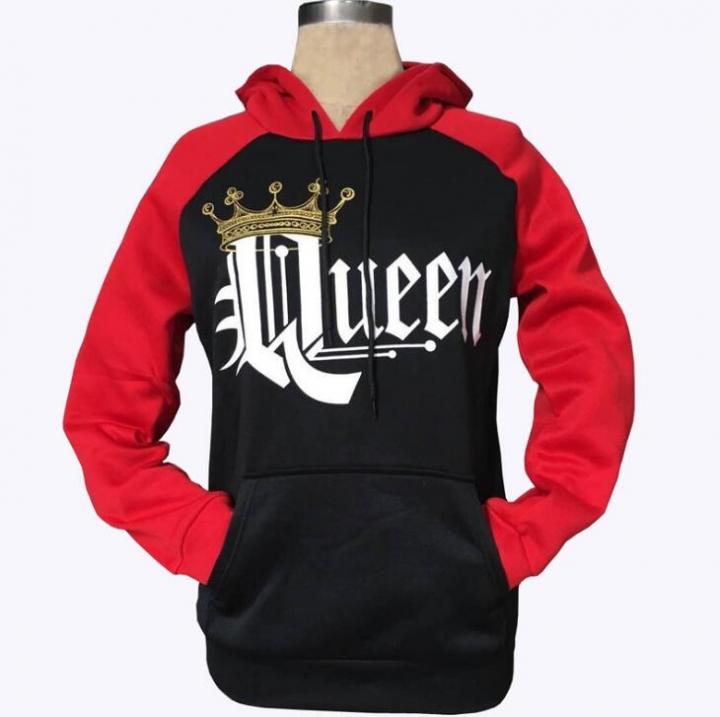 2019 KING Queen Crown Print Unisex Autumn Hoodies Slim Sweatshirt for Couple Lovers Hooded Pullovers