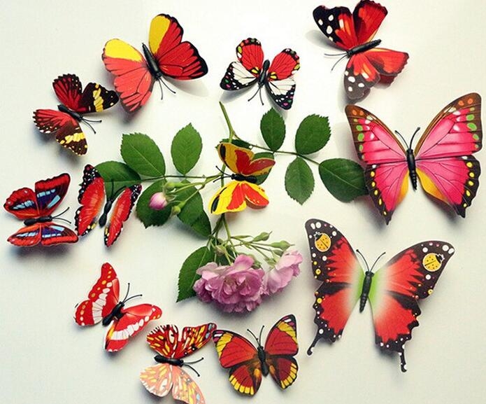 Qualified Wall Stickers12pcs Decal Wall Stickers Home Decorations 3D Butterfly Rainbow PVC Wallpaper