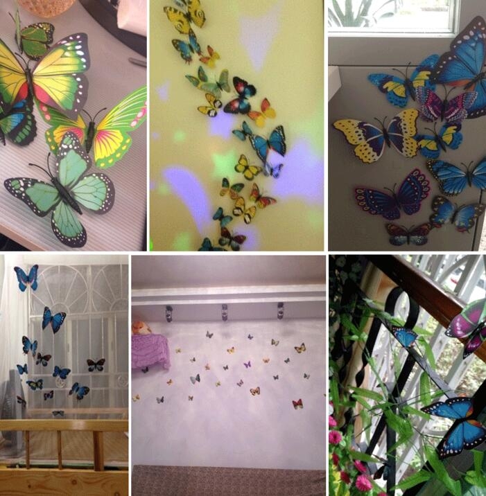 Qualified Wall Stickers12pcs Decal Wall Stickers Home Decorations 3D Butterfly Rainbow PVC Wallpaper