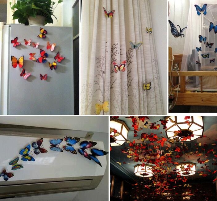 Qualified Wall Stickers12pcs Decal Wall Stickers Home Decorations 3D Butterfly Rainbow PVC Wallpaper