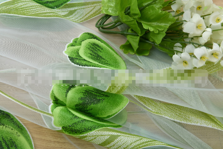 Cute Willow leaf /tulip Tulle Curtains Blinds Voile Pastoral Style Willow Floral Decorative cortinas