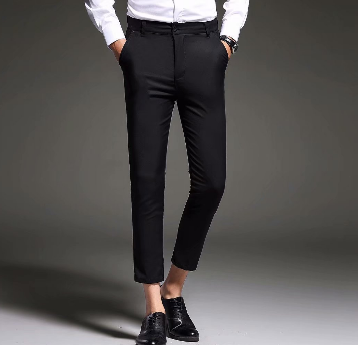 Fashion New High Quality Cotton Men Pants Straight Male Classic Business Casual Trousers Nine points