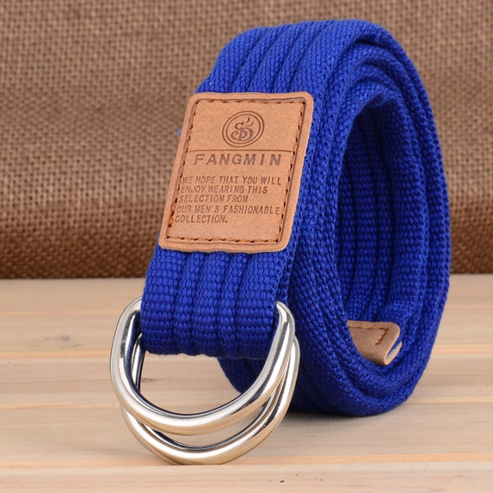 Men and women general canvas belt, leisure business jeans, double buckle belt, outdoor weaving