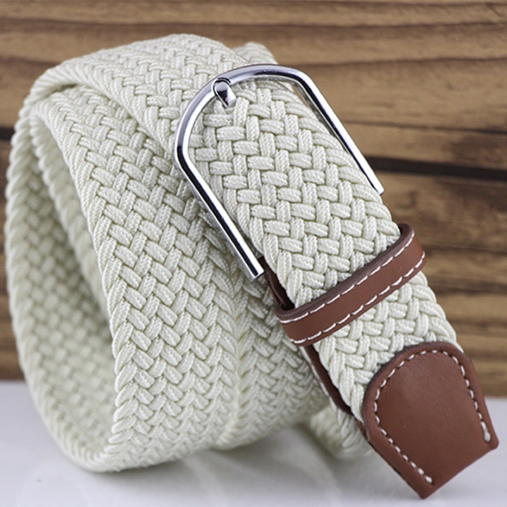 Men's canvas knitted waistband no holes elastic braided elastic belt pin leisurefashion wide women